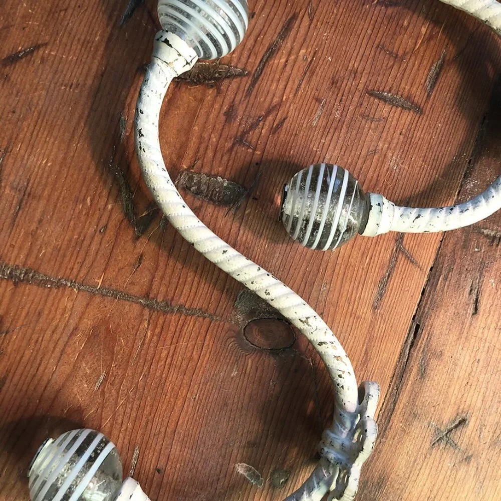 Anthropologie 4 White Glass Knob Coat Hooks NWOT